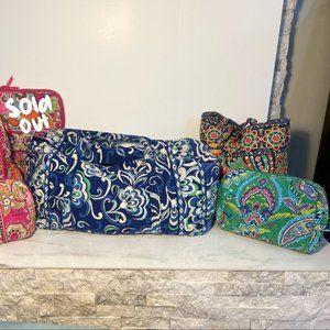 VERA BRADLEY BUNDLE-Cosmetic Bag, Shoulder bag, & Large Travel Duffel Bag